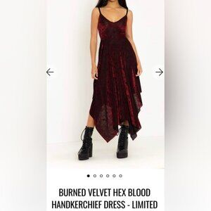 Blackmilk Burned Velvet Hex Blood Handkerchief Dress